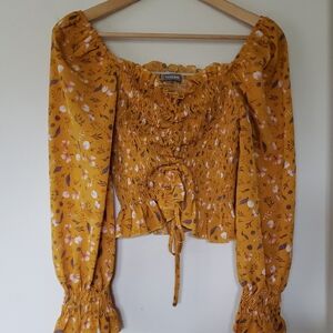 Floral Yellow Off-Shoulder Top